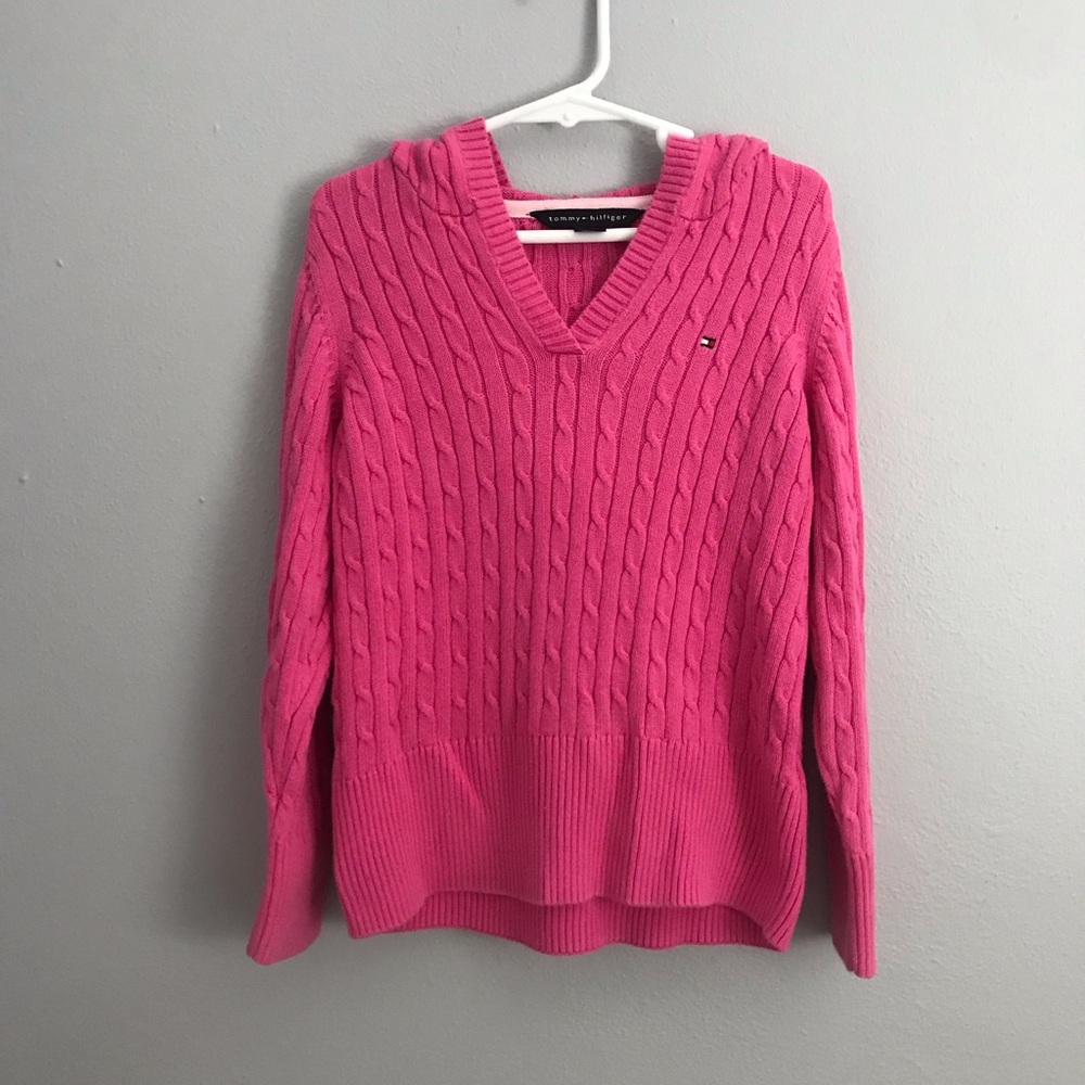 Tommy Hilfiger size:6 pink sweater with hood